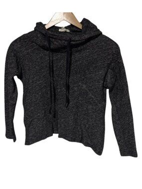 Eileen Fisher Organic Cotton Wool Cropped Hoodie Sweater XS Charcoal Italian